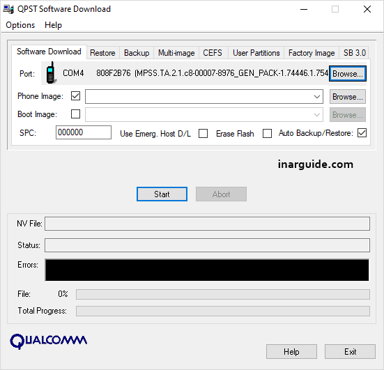 browse firmware on qpst