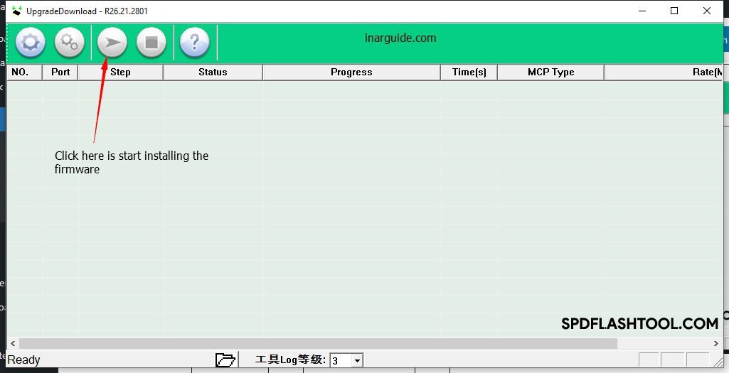 Click here begin flashing on SPD Flash Tool